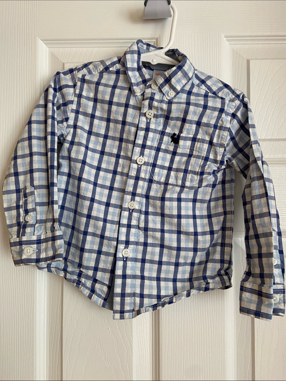 Gymboree Boys White and Blue Plaid Button-Down Shirt